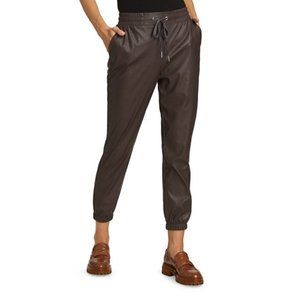 Sinestar Faux Leather Vegan Jogger Pants Brown SZ/ L